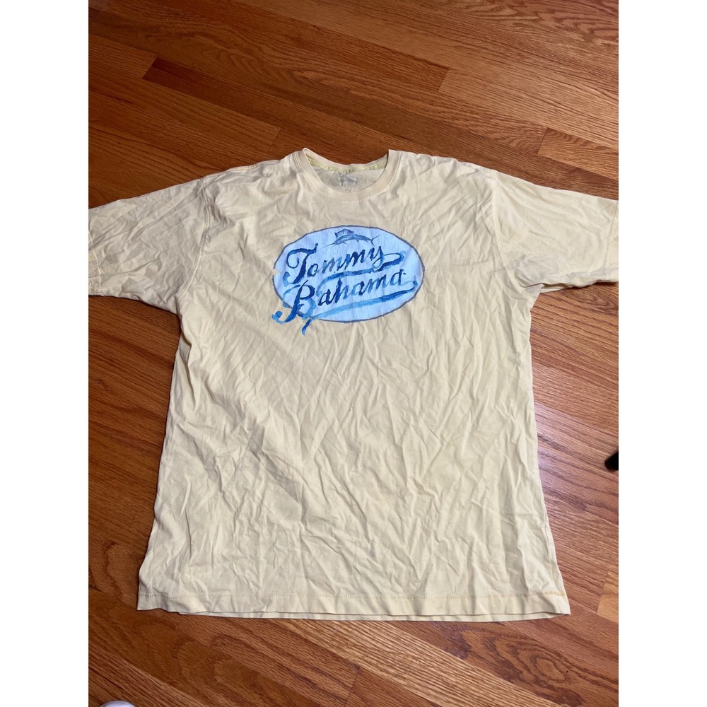 Vtg Tommy Bahama Graphic T-Shirt Short Sleeve Casual Top Yellow Men's M Relaxed